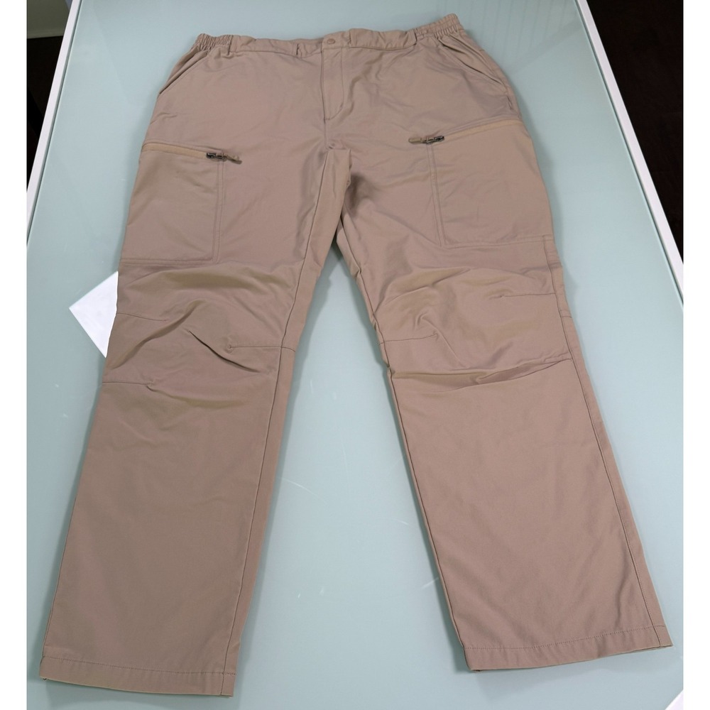 Haimont Performance Cargo Pants Mens XL Khaki Flat Front Straight Fit DadCOre